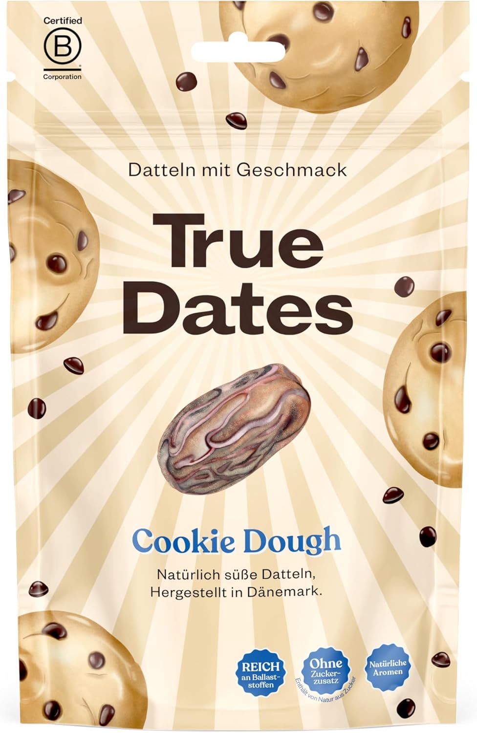 True Dates - COOKIE DOUGH | naturally flavoured sweet dates | No added sugar, Vegan, Palm Oil Free | 100 g