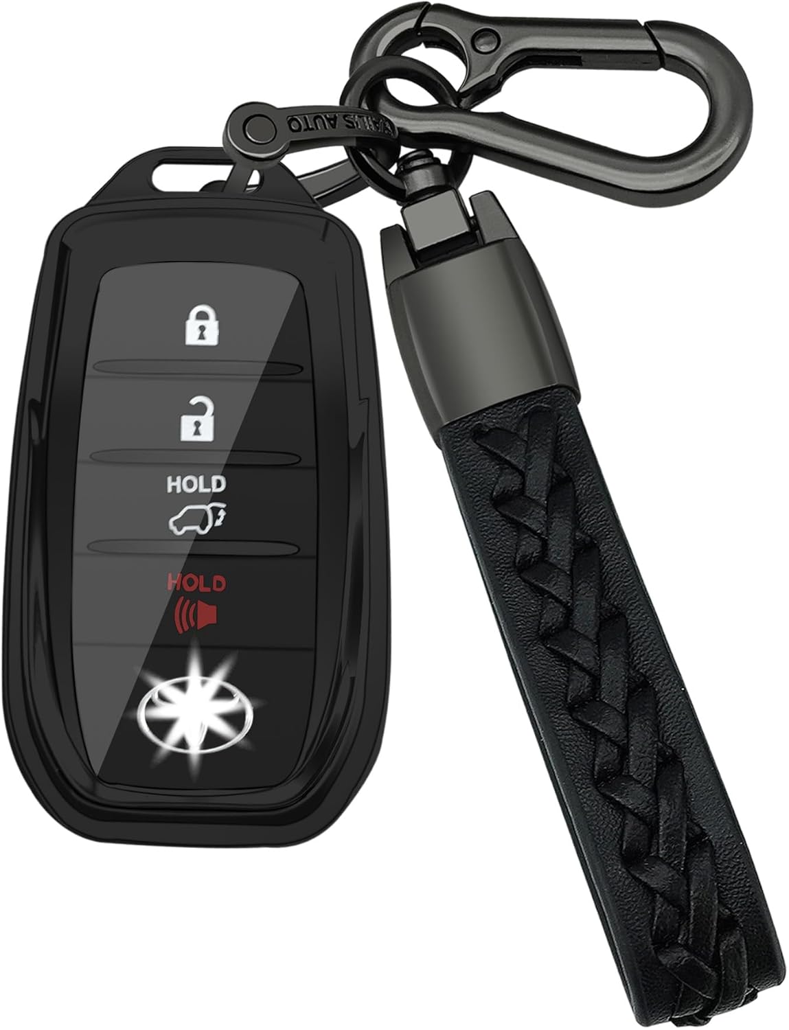 for Toyota Key fob Cover,case with chain,Tpu 360 Degree Protection Key Case compatible with 2021-2022 Venza,RAV4 Prime,Sienna,Land Cruiser,Fortuner,Mirai,Black