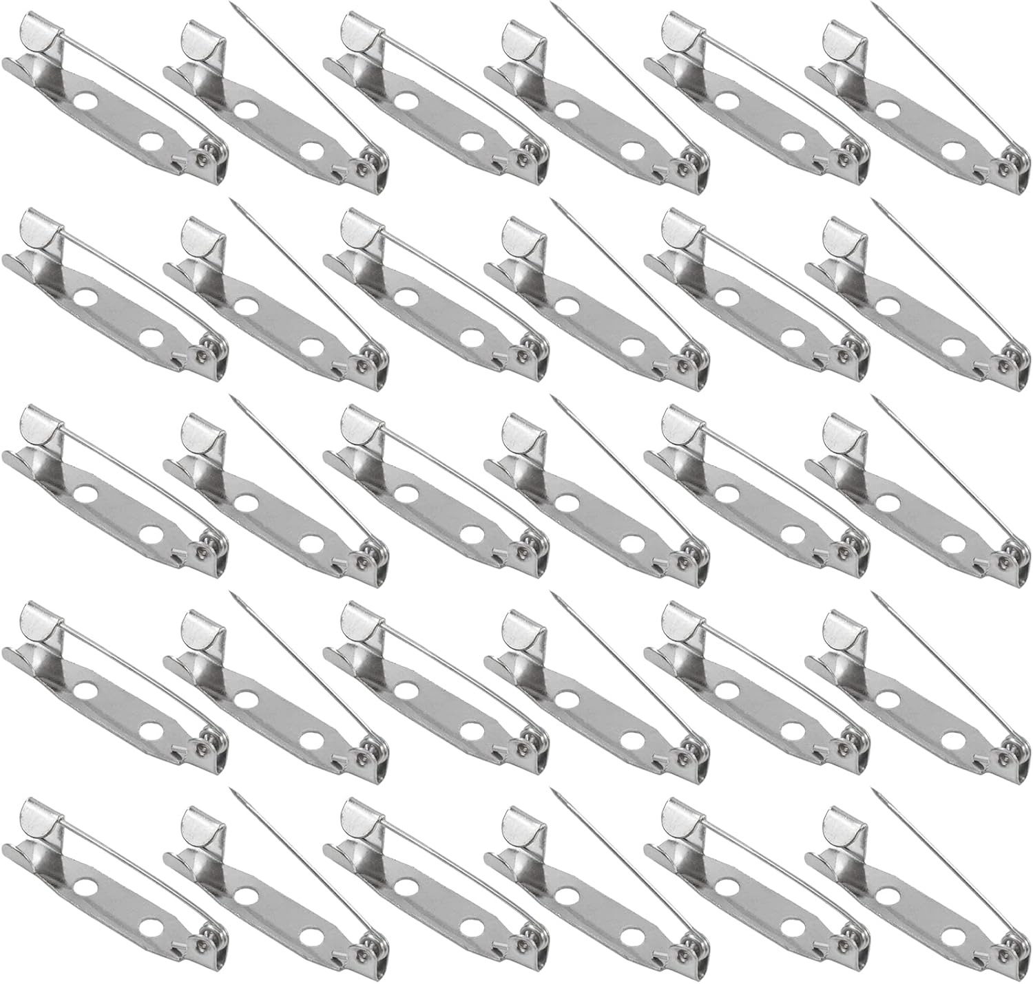 50 Silver Bar Pins, Brooch Pins with Secure Clasp for Badges, Corsages, Name Tags - DIY Brooch Crafts