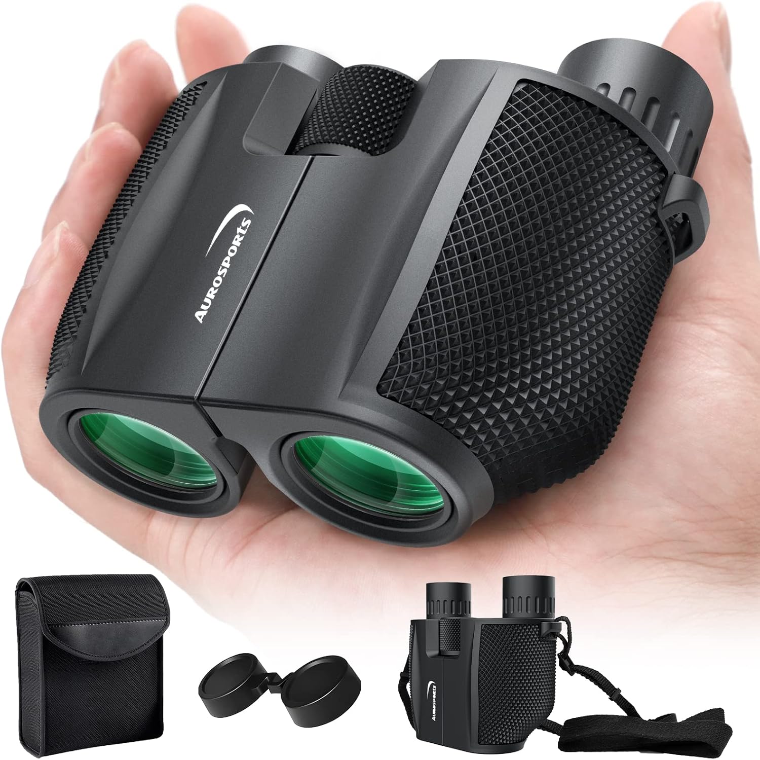 Aurosports 10X25 Binoculars for Adults Kids, Compact Binoculars with Weak Light Vision, Easy Focus Lightweight High Powered Binoculars for Bird Watching Outdoor Sports Hunting Travel Camping
