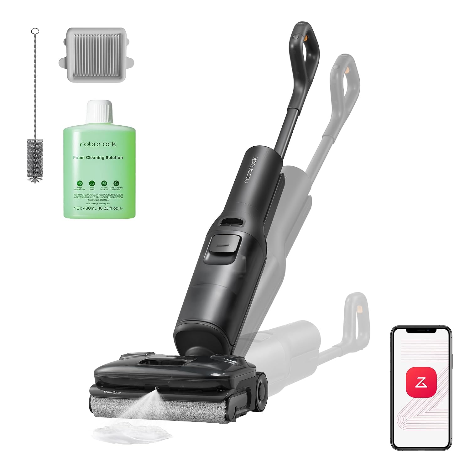 roborock F25 ACE Pro Foam Wet Dry Vacuum Cleaner, Cordless Vacuum Mop, 25000Pa Foam Spray Mop, 203°F Self-Cleaning Hard Floor Cleaner Machine for Tile Hardwood Floor Gentle Cleaning, 180° Lie Flat