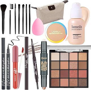 Makeup Set Full Kit for Girls Teens Women, Makeup Present Set, Includes Eyeshadow, Foundation, counter stick, Powder, Eyebrow Pencil, Eyeliner, Brushes, Lip Gloss, Sponge, Cosmetic Bag