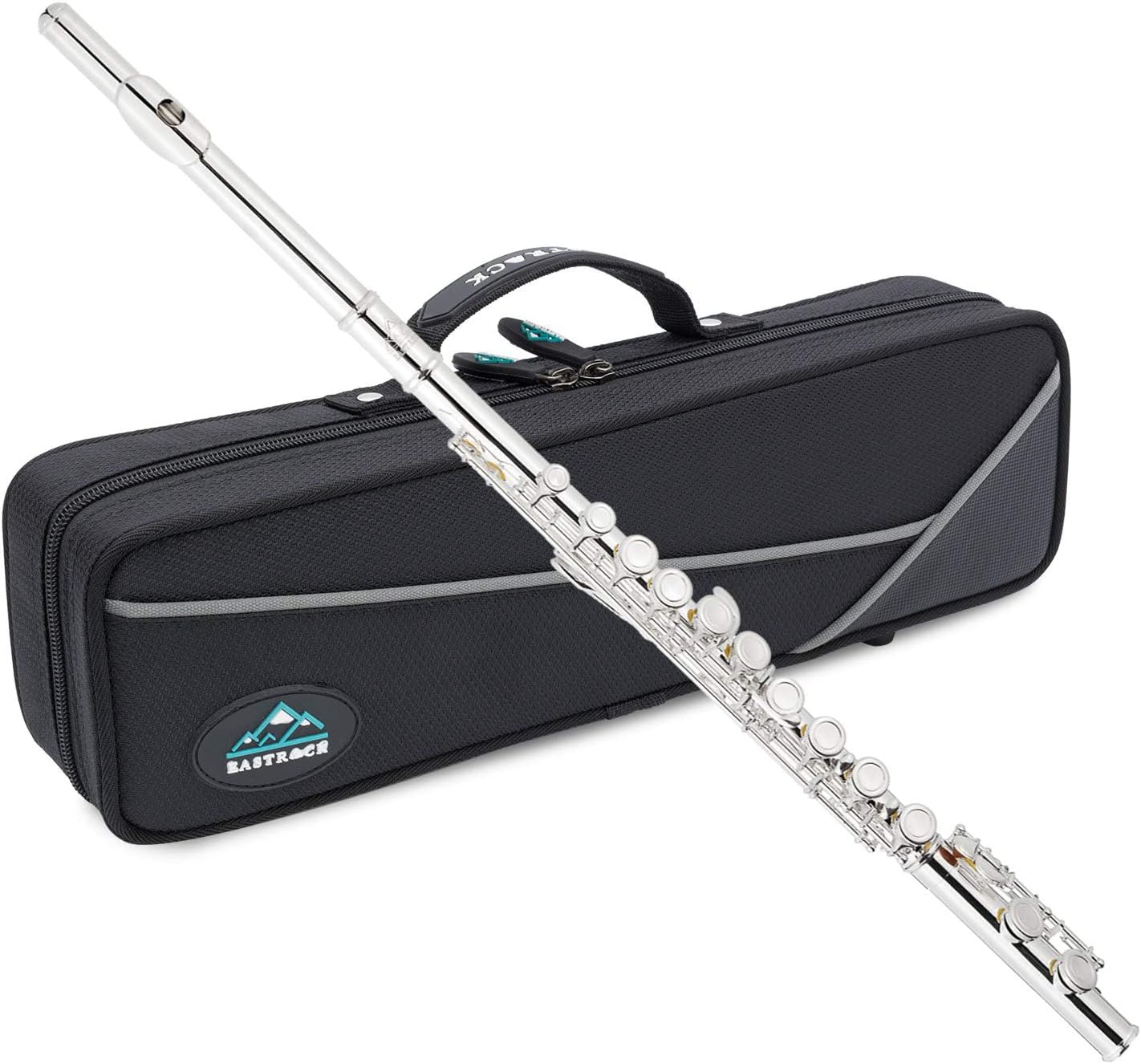 EastRock Closed Hole Flutes C 16 Key for Beginner, Kids, Student Silver Nickel Flute with Case Stand and Cleaning kit