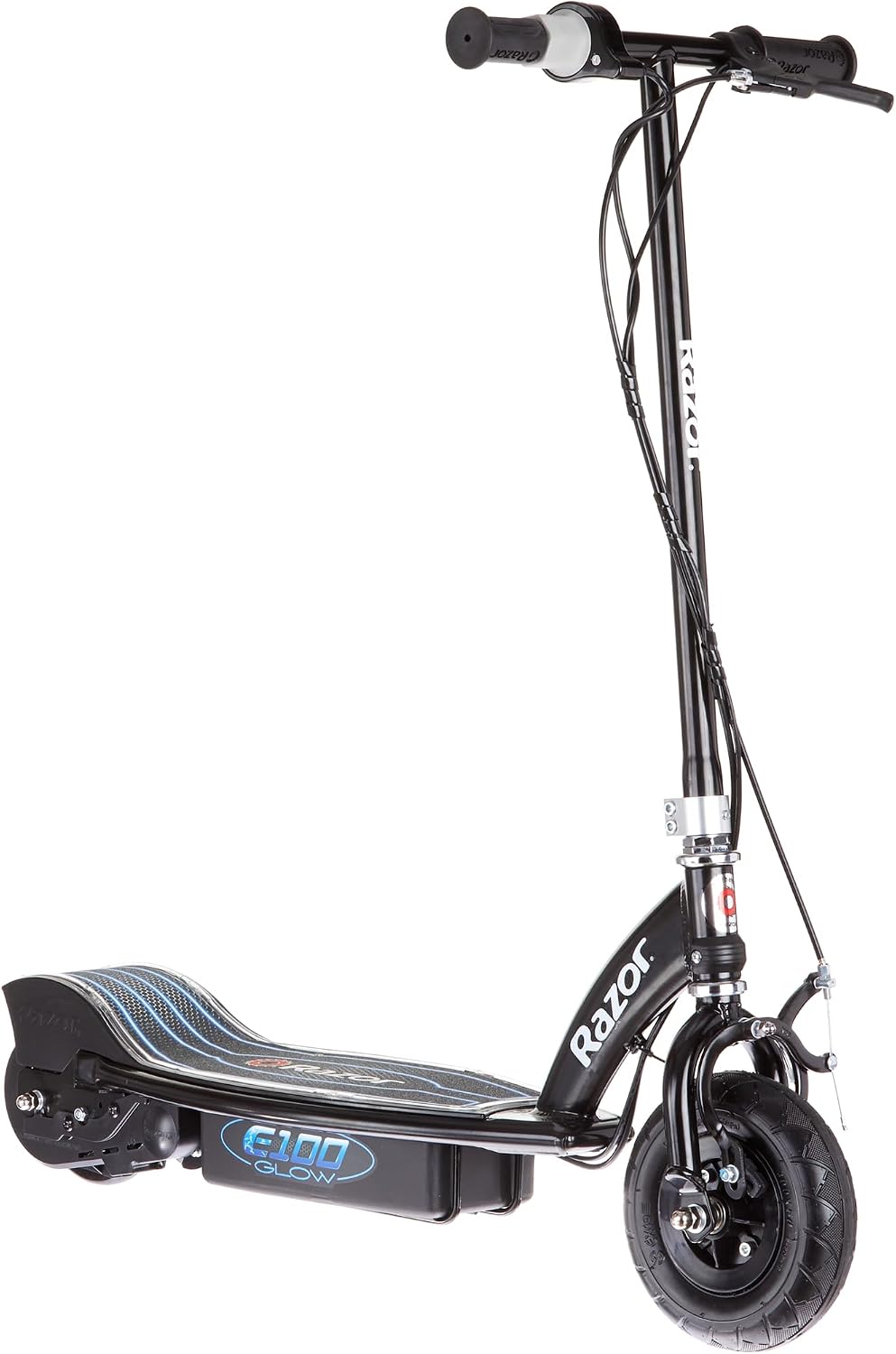 Razor E100 Glow Electric Scooter for Kids Age 8 and Up, LED Light-Up Deck, 8" Air-filled Front Tire, Up to 40 min Continuous Ride Time
