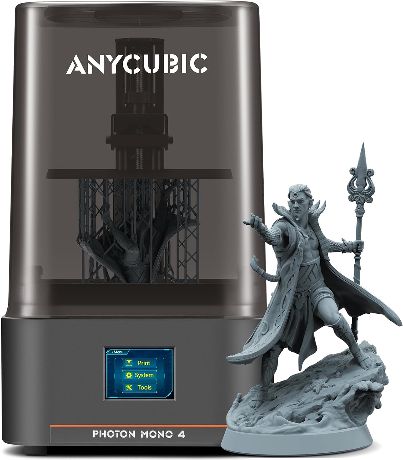 ANYCUBIC Photon Mono 4 Resin 3D Printer, 7'' 10K Mono LCD Screen with Stable LighTurbo Light Source, 70mm/h Fast Printing, Print Volume 6.04'' x 3.42'' x 6.49''
