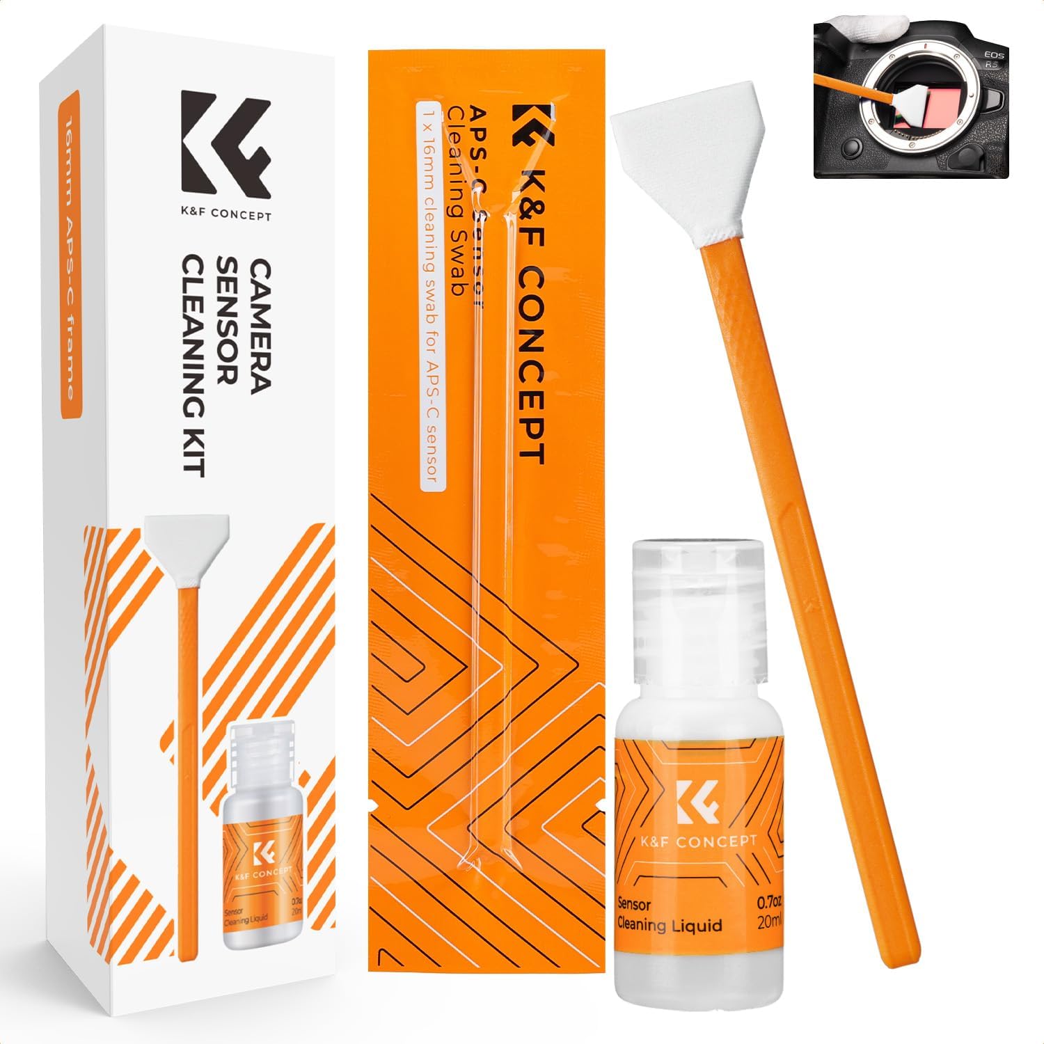 K&F Concept 16mm APS-C Sensor Cleaning Swab*6 + 20ml Sensor Cleaner DSLR SLR Digital Camera Sensor Cleaning Swab for Reflex and Mirrorless Digital Camera CCD and CMOS Sensors