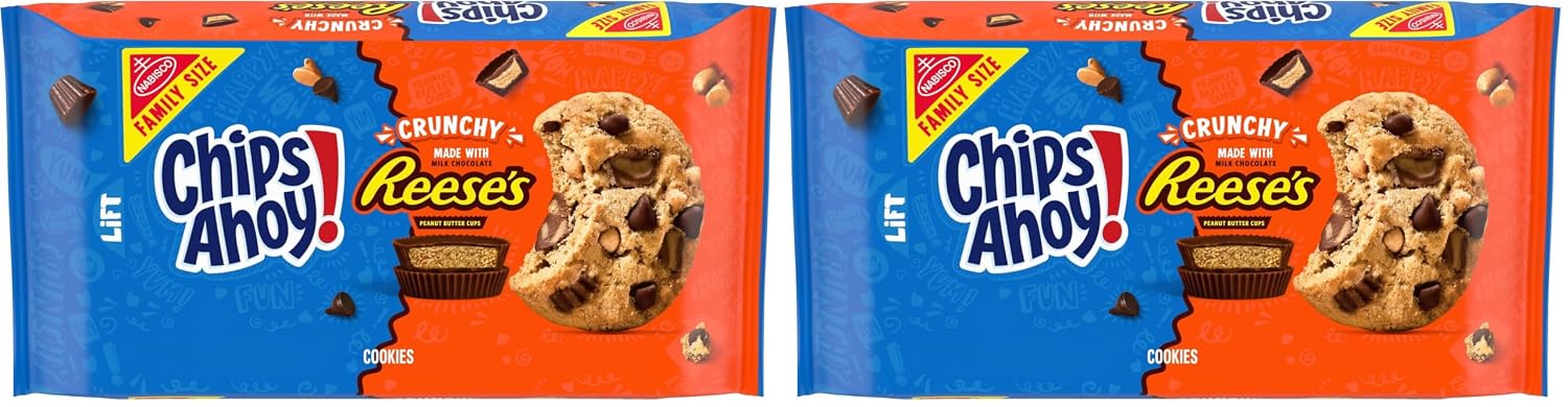 CHIPS AHOY! Reese’s Peanut Butter Cup Chocolate Chip Cookies, Family Size, 14.25 oz (Pack of 2)