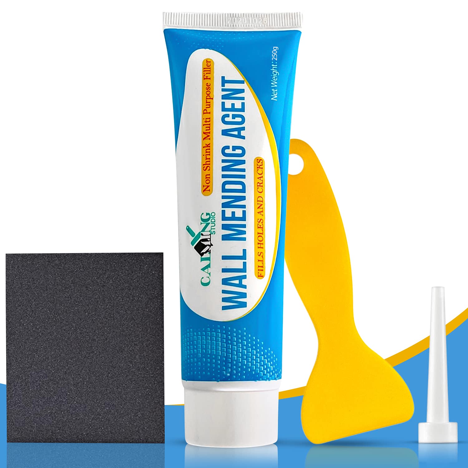 Wall Mending Agent with Wall Scraper & Nozzle Extender- Wall Patch Repair Kit -Non Toxic Wall Repair Agent -Self-Adhesive Drywall Patch- Fills Holes Cracks in Wall Surface-Water Proof (250 G)