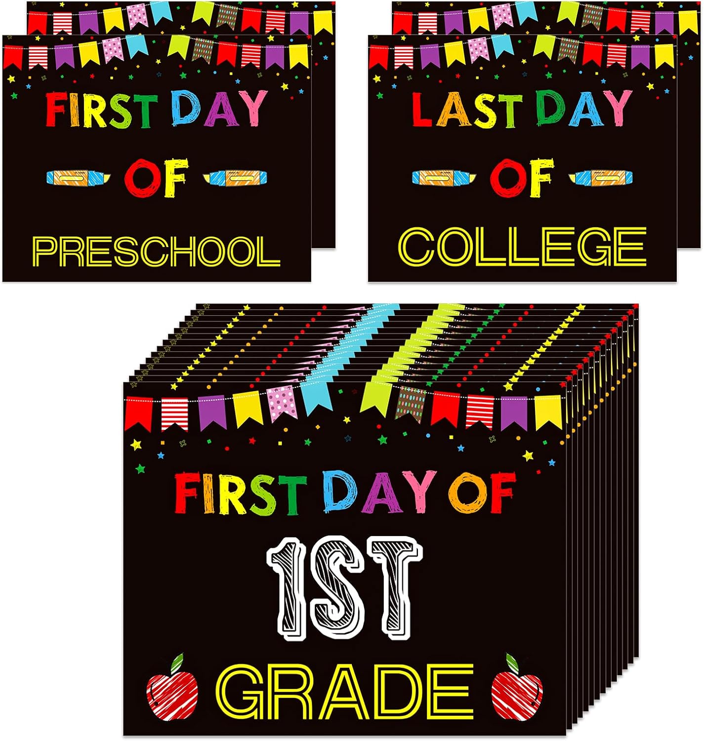 First & Last Day of School Photo Prop Chalkboard Sign - 8"x 10" Back to School Reusable First Day of Preschool to College Sign Double Sided First and Last Day Gifts for Kids