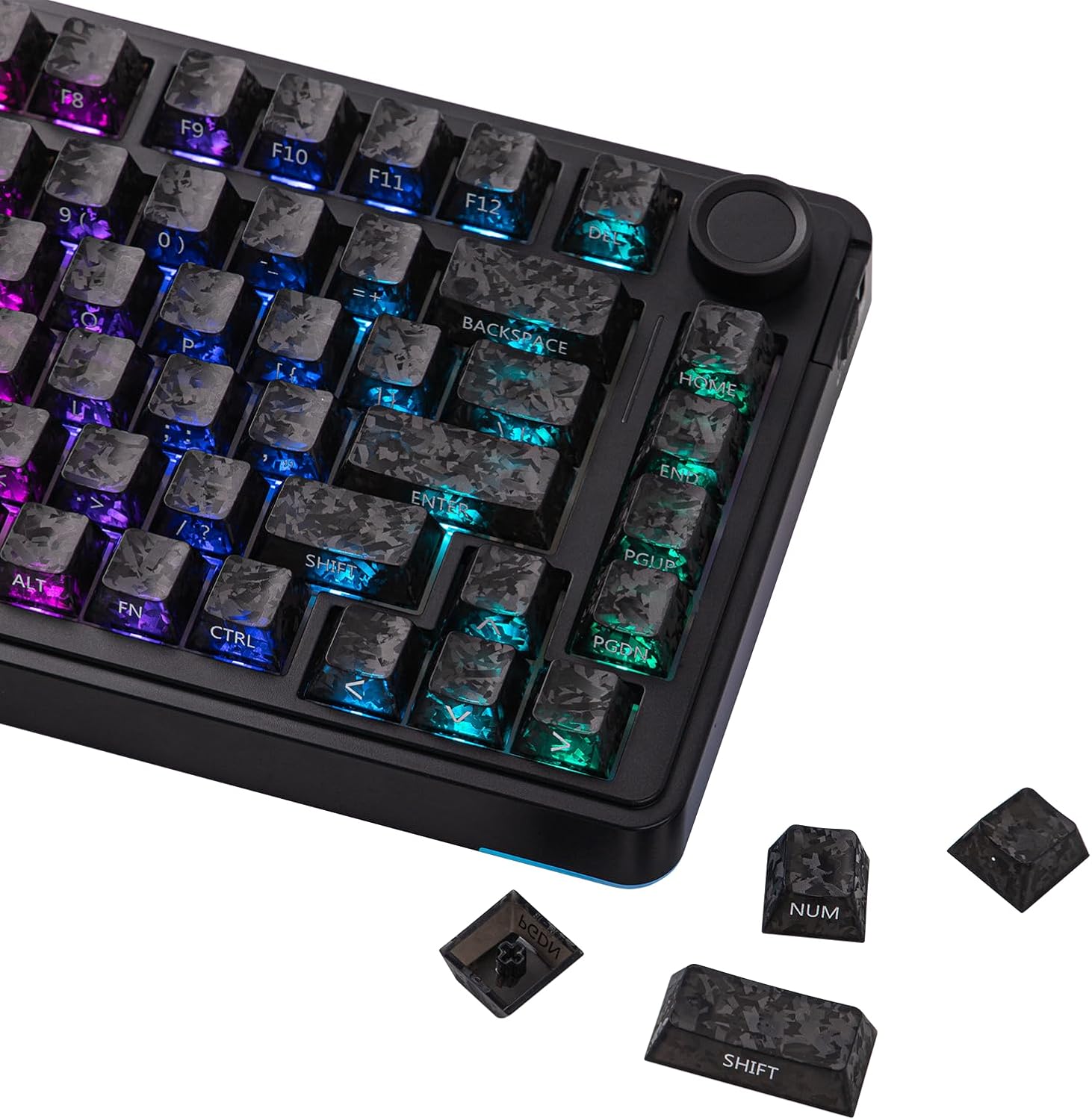 EPOMAKER SmokFiber Keycaps Set - 120 Keys Side-Printed PC Shine-Through Keycaps, Cherry Profile, Non-Slip, MX-Stem Compatible for 61/68/84/87/98/100/104 ANSI Layout Mechanical Gaming Keyboards