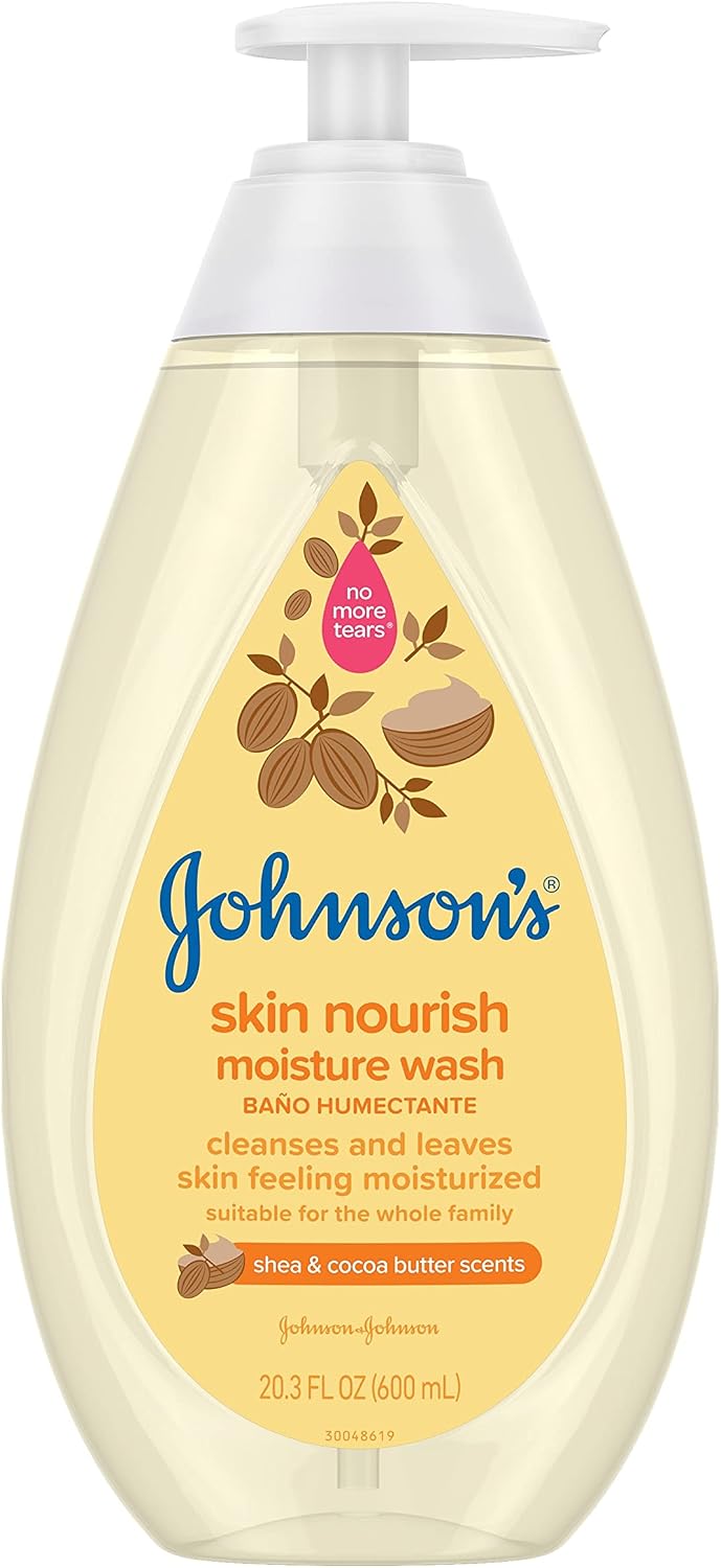 Johnson's Baby Skin Nourishing Moisture Baby Body Wash with Shea & Cocoa Butter, Hypoallergenic & Tear Free Baby Bath Wash, Paraben-, Dye-, Sulfate & Phthalate-Free, 20.3 fl. oz