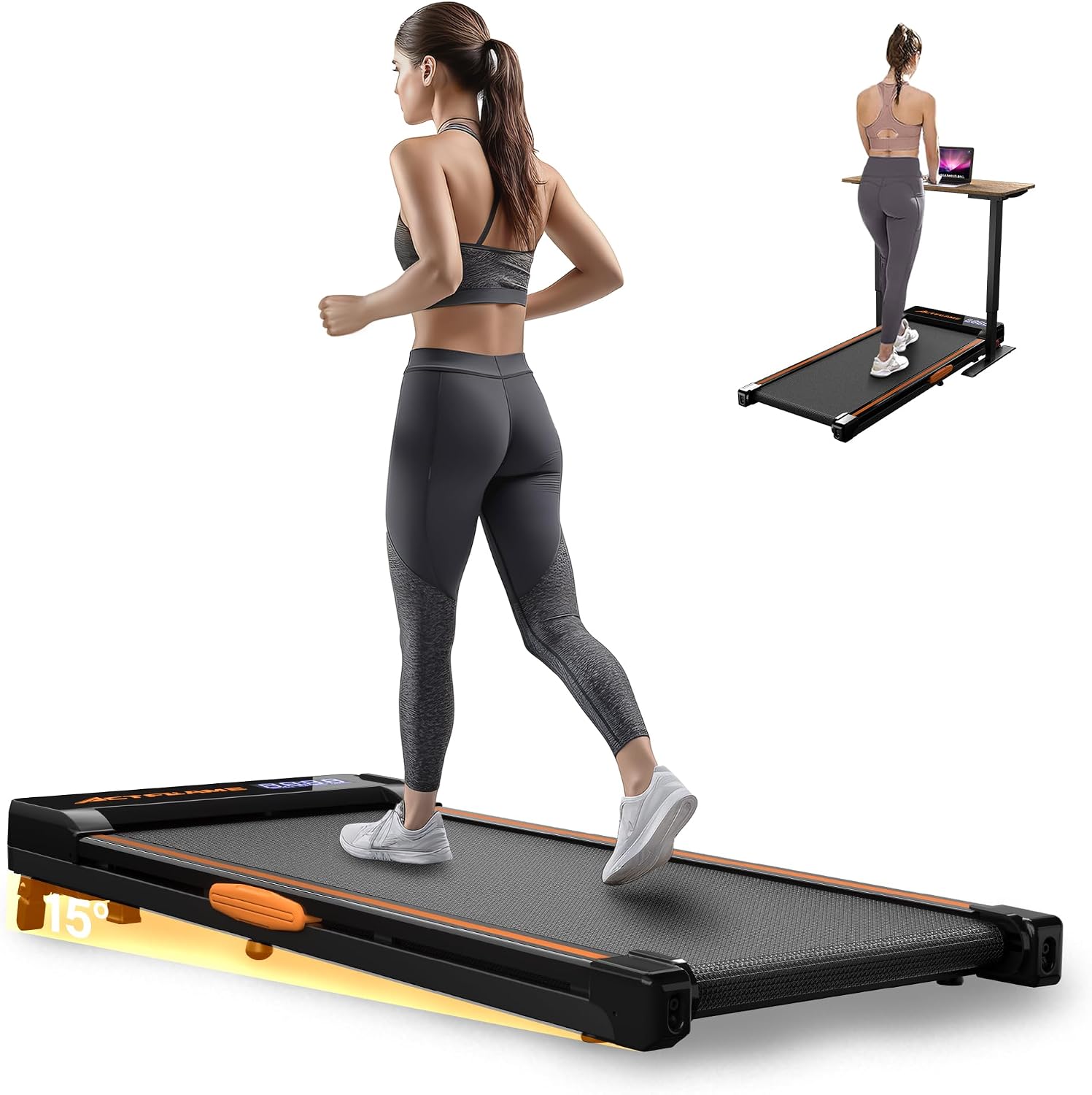 Walking Pad with Incline, Portable Treadmill for Home, 4 in 1 Walking Pad Incline with Remote Control 265LB Capacity, 2.5HP Compact Treadmill with LED Display for Walking and Running