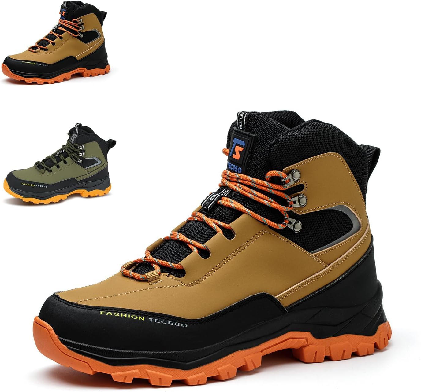 ZZBIQS Steel Toe Cap Work Boots for Men, Military Protective Safety Shoes,Comfy Work Industrial Work Boots Puncture Proof Construction Footwear (Blk/Khaki, UK11)