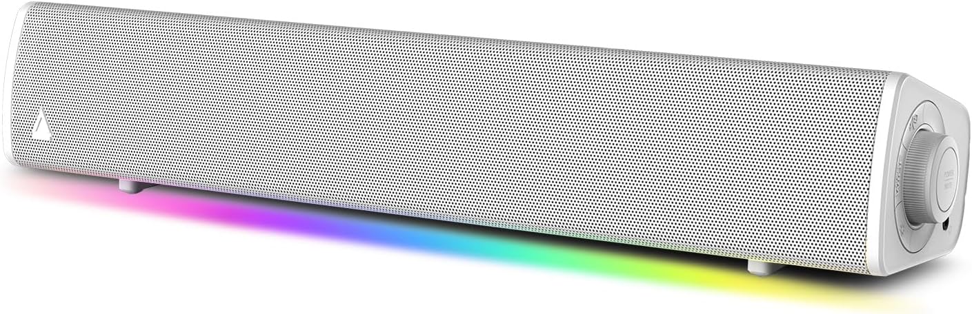 Sound Blaster GS3 (White) Compact RGB Gaming Soundbar with SuperWide Technology, Powered via USB, Bluetooth 5.4, Headphone-Out Port, for PC and Mac
