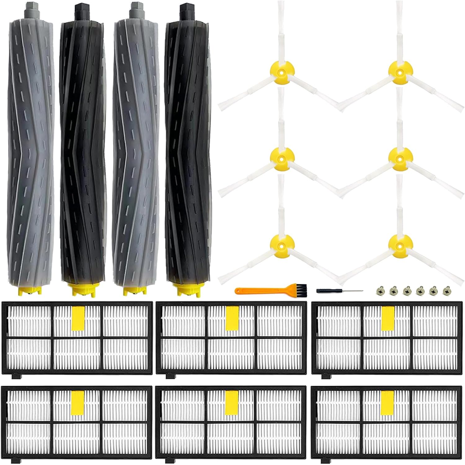 14 Pack Roomba 800 900 Series Replacement Parts for irobot Roomba 805 960 860 861 866 870 880 890 900 960 980 981 985 Robot Vacuum, 2 Debris Extractor 6 Filters 6 Side Brushes & 6Screws