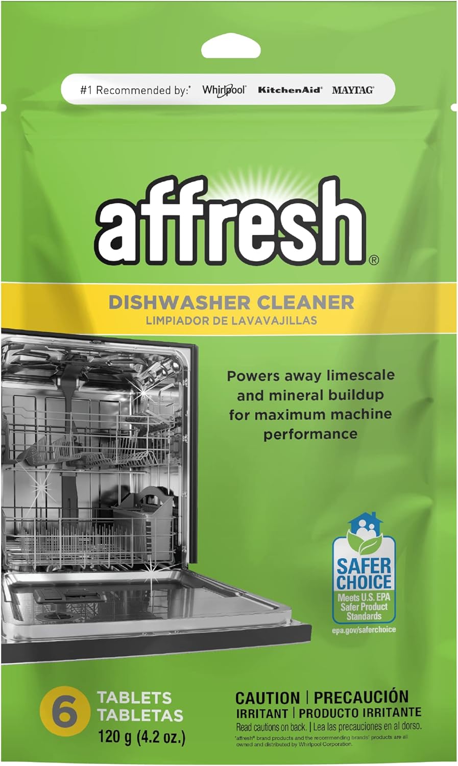 Affresh Dishwasher Cleaner, Helps Remove Limescale and Odor-Causing Residue, 6 Tablets
