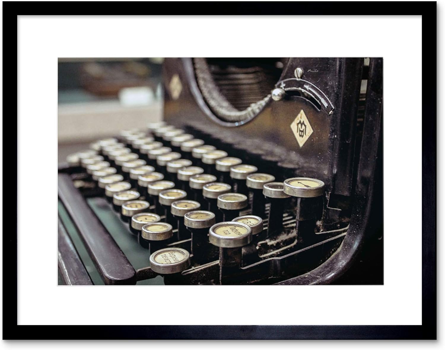 Wee Blue Coo PHOTOGRAPH OLD TYPEWRITER KEYBOARD RETRO VINTAGE FRAMED ART PRINT MOUNT B12X3707
