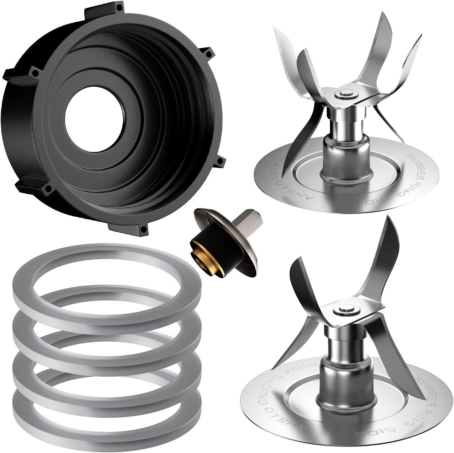 8 Pieces Replacement Part Ice Blades 4961 4980 Jar Bottom Cap 4902 Rubber Gaskets and Coupling Stud Slinger Pin Kit Compatible with Oster & Osterizer Blender Accessories