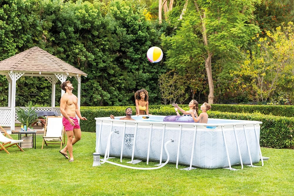 Intex 4m x 2m x 1m Chevron Prism Rectangular Pool Set, Set-up Size: 4.00m x 2.00m x 1.00m (26780UK)