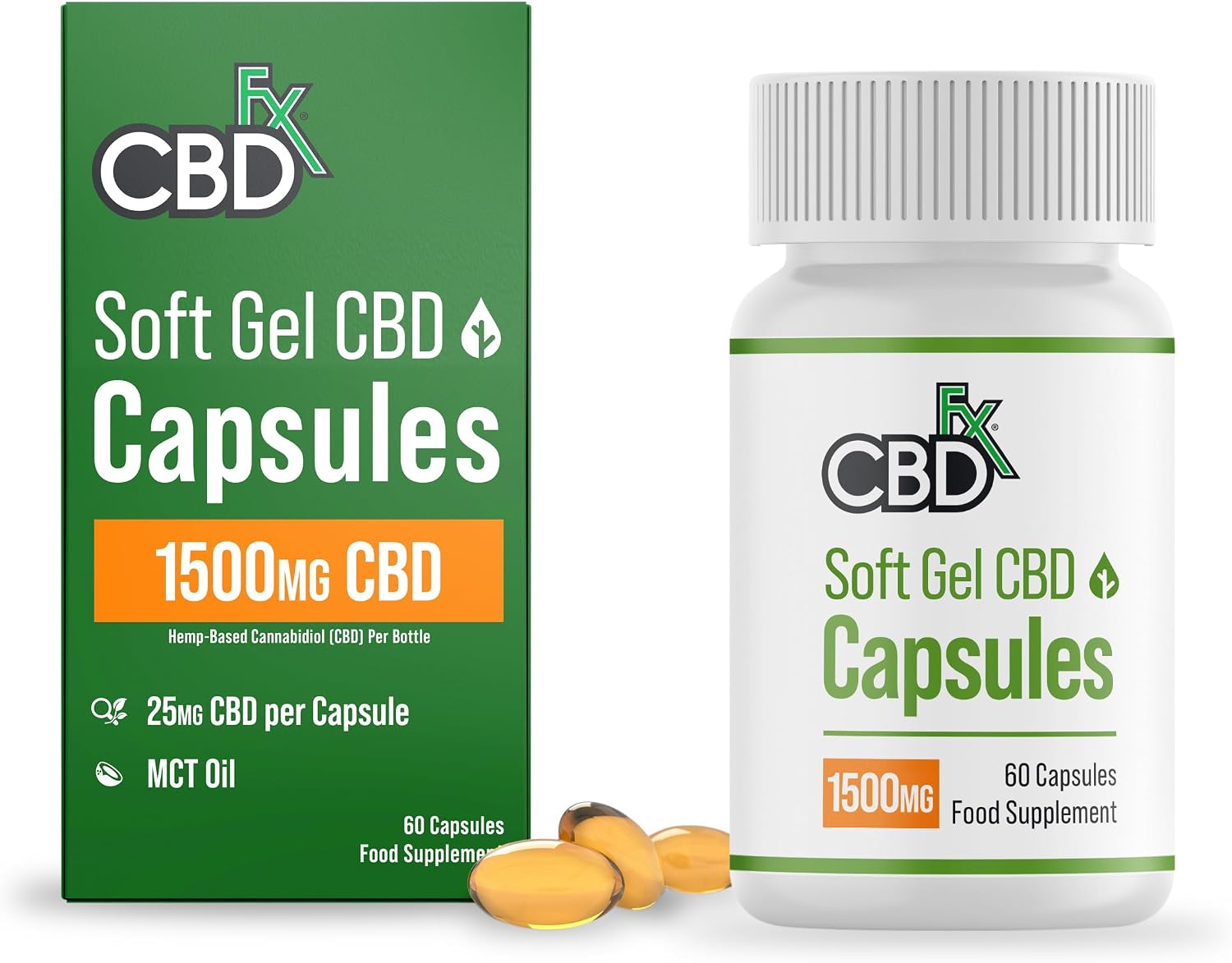 CBDfx 1500mg CBD High Strength Broad Spectrum Soft Gel CBD Capsules, 25mg CBD per Capsule, Organic, Gluten-Free, 60 Capsules in Total (30-60 Days)