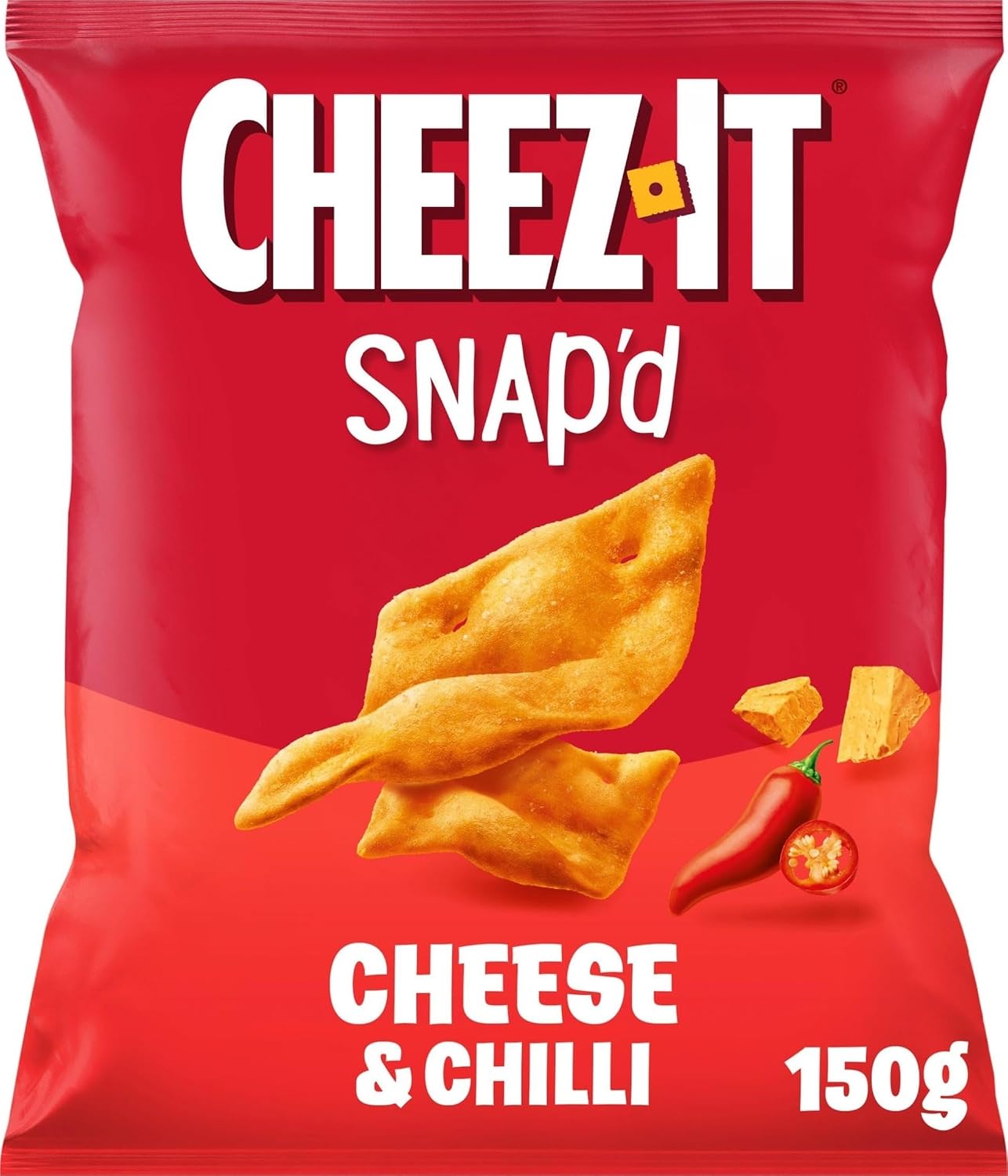 Cheez-It Cheese & Chilli Thin & Crispy Baked Snacks 150g | Thin and crispy baked cheese snacks made with 100% real cheese , an anytime snack perfect for movie nights and gatherings