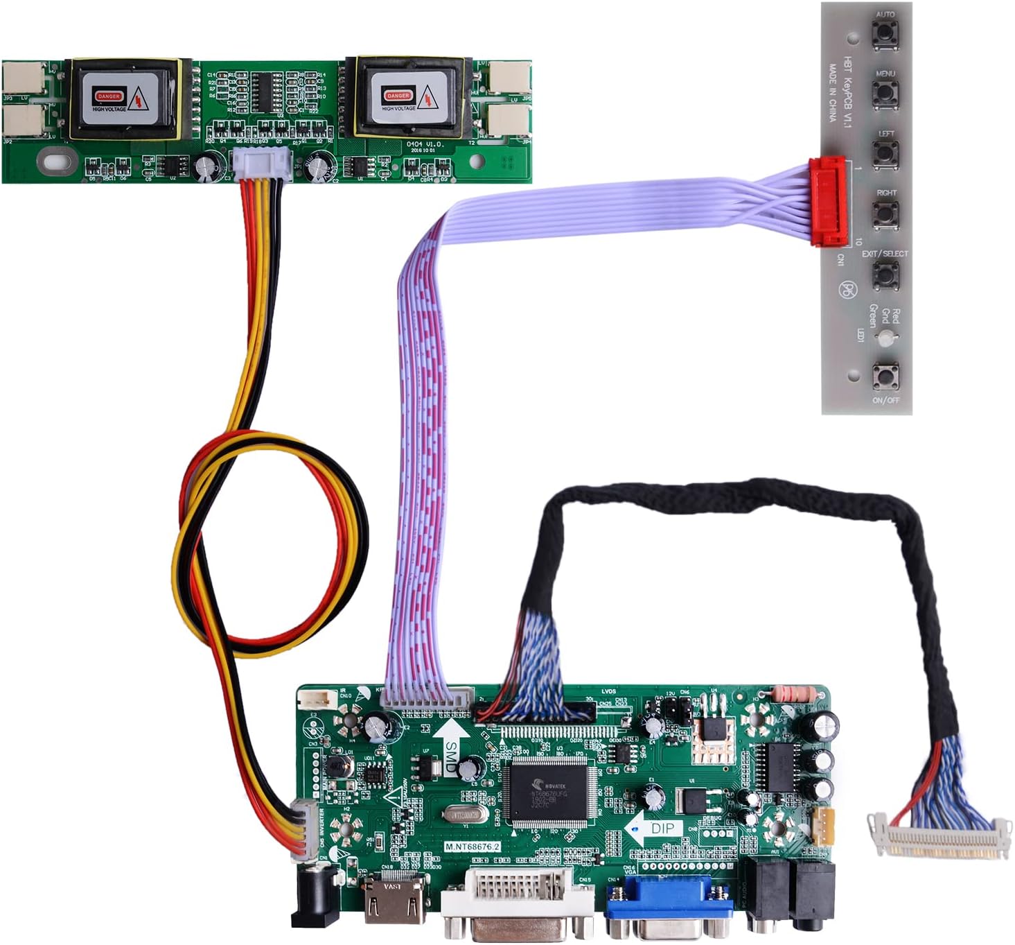 GeeekPi NT68676 HDMI+VGA+DVI+Audio Input LCD Controller Driver Board or HSD190MEN4 M170EN06 17" 19" 1280x1024 4CCFL 30Pins LCD Panel,Fit for Arcade1Up Monitor