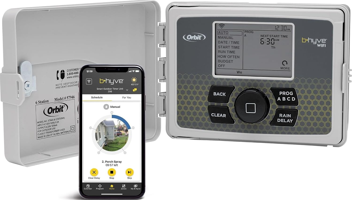 Orbit B-hyve Smart Indoor/Outdoor Sprinkler Controller - 12-Zone - App Controlled Smart Controller with Custom Irrigation Schedules - Weatherproof Multi-Zone Sprinkler System - 57950