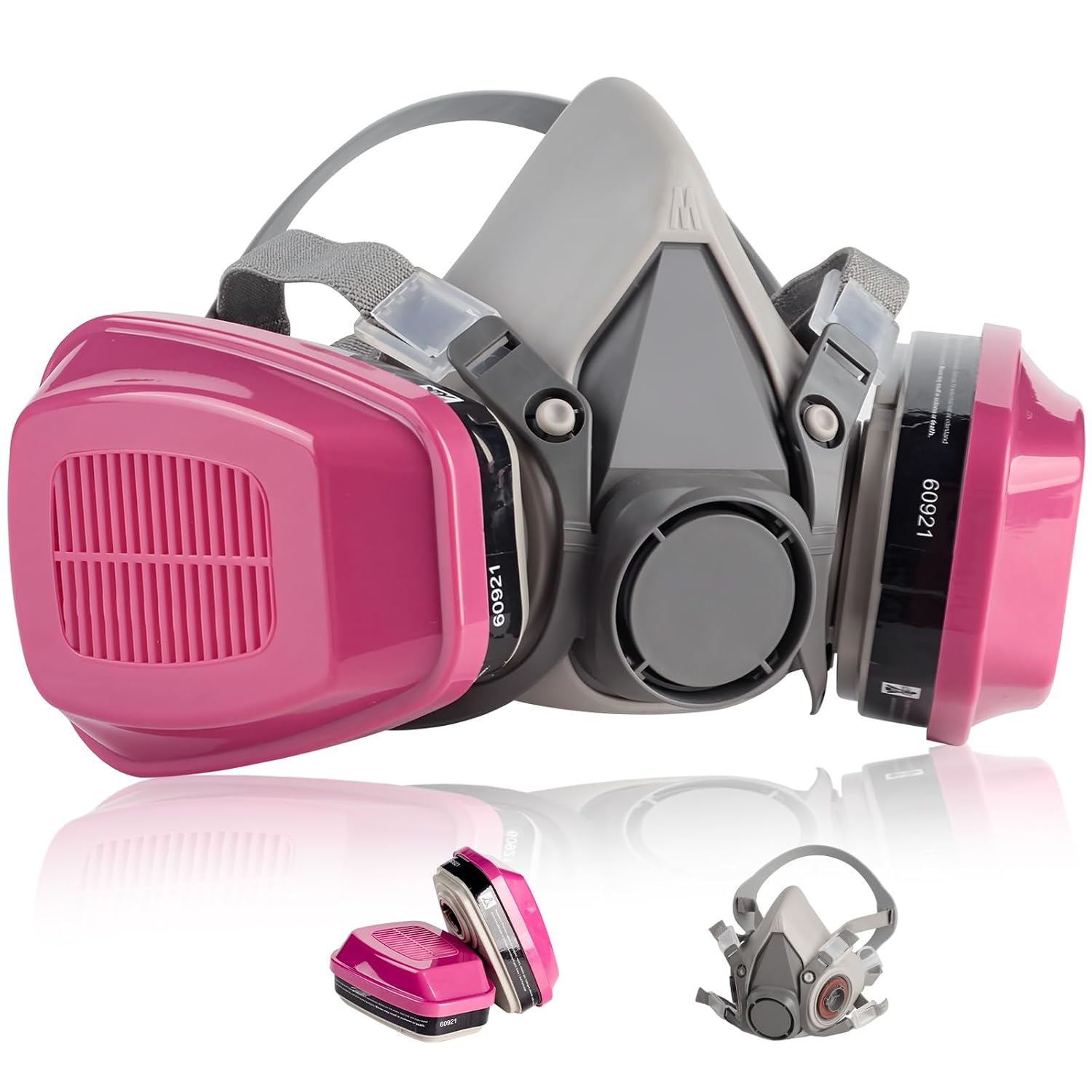 Respirator Mask with Filters 60921: Half Face Respirator Reusable Gas Mask for Spray Paint Chemical Epoxy Resin Dust Mask for Construction Organic Vapor Woodworking Sanding Welding