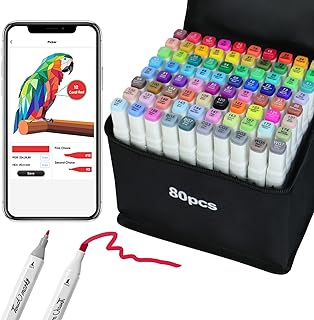 80 Colors Alcohol Markers with APP Art Markers Pens Dual Tips for Kids Adult Artists Drawing Sketching Coloring Illustration, Alcohol Based Professional Marker Set Great Gift Idea