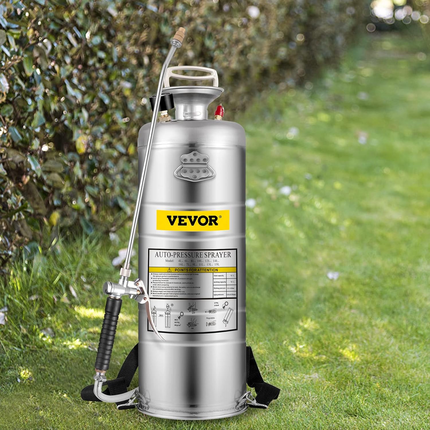 Happybuy 3.5 Gallon Stainless Steel Pump Sprayer, Garden Weed Lawn Sprayer