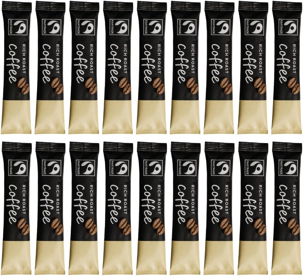 Fairtrade Rich Roast Instant Coffee Sachets 20 X 2G - Single-Serve Packs – Premium Instant Coffee – Convenient for Work, Travelling and On the Go