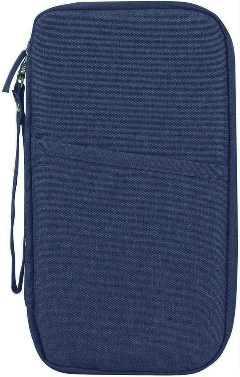 Passport Holder Travel Wallet, Large Capacity Travel Document Holder, RFID Blocking Waterproof Portable Travel Wallet Organiser for Cash Passport ID Card Credit Cards Flight Ticket Pen (25.5*15*2cm)