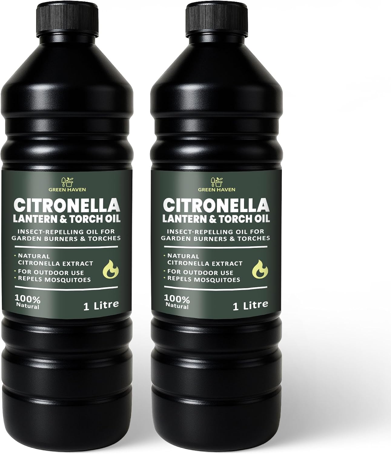 CUQOO 1L Scented Citronella Oil for Garden Burners - 2 Pack Insect-Repelling Torch & Lantern Oil Outdoor Use, Garden Citronella for Tiki Torches, Burners & Lamps, Patios, BBQs, Camping