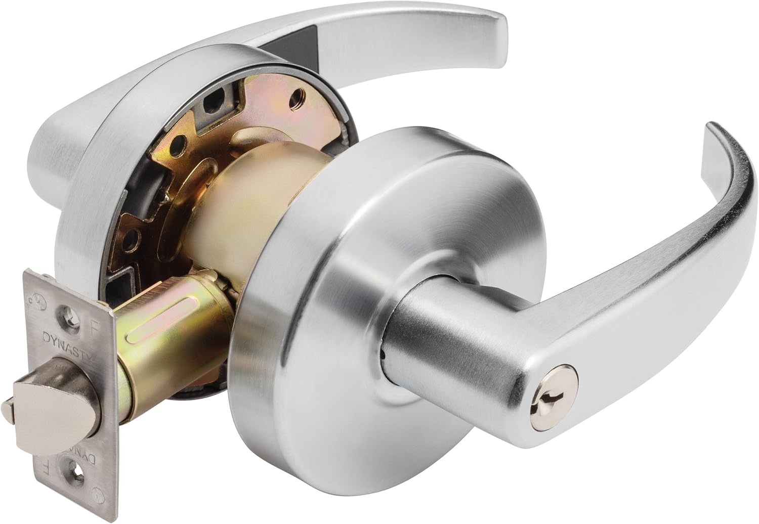 Dynasty Hardware Spartan Design Grade 2 Commercial Duty Door Lever ADA, Satin Chrome Finish (Keyed Entry)