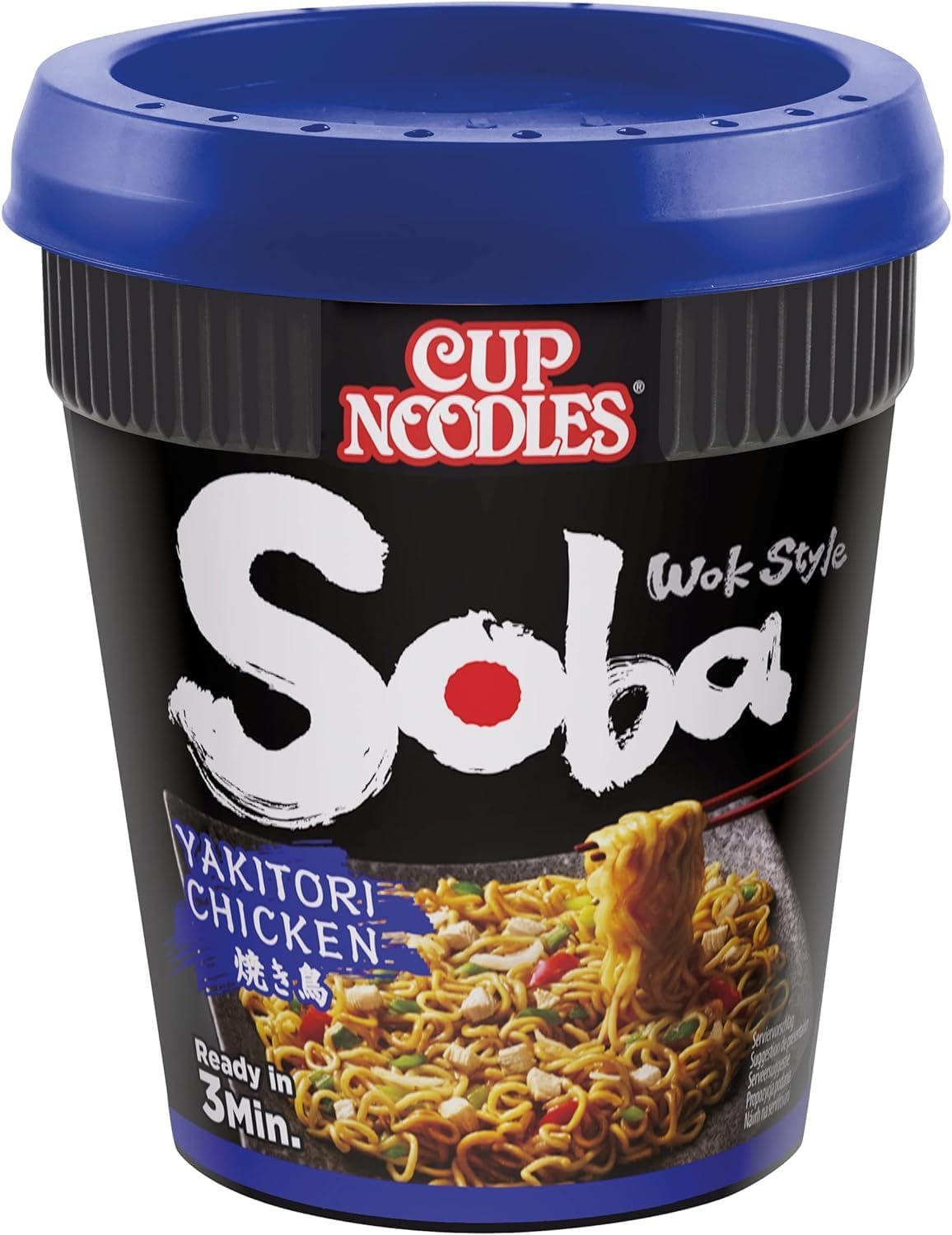 NISSIN Cup Noodles Soba Wok Style Yakitori Chicken Flavoured Instant Noodles, 89 g Pot (Pack of 9)