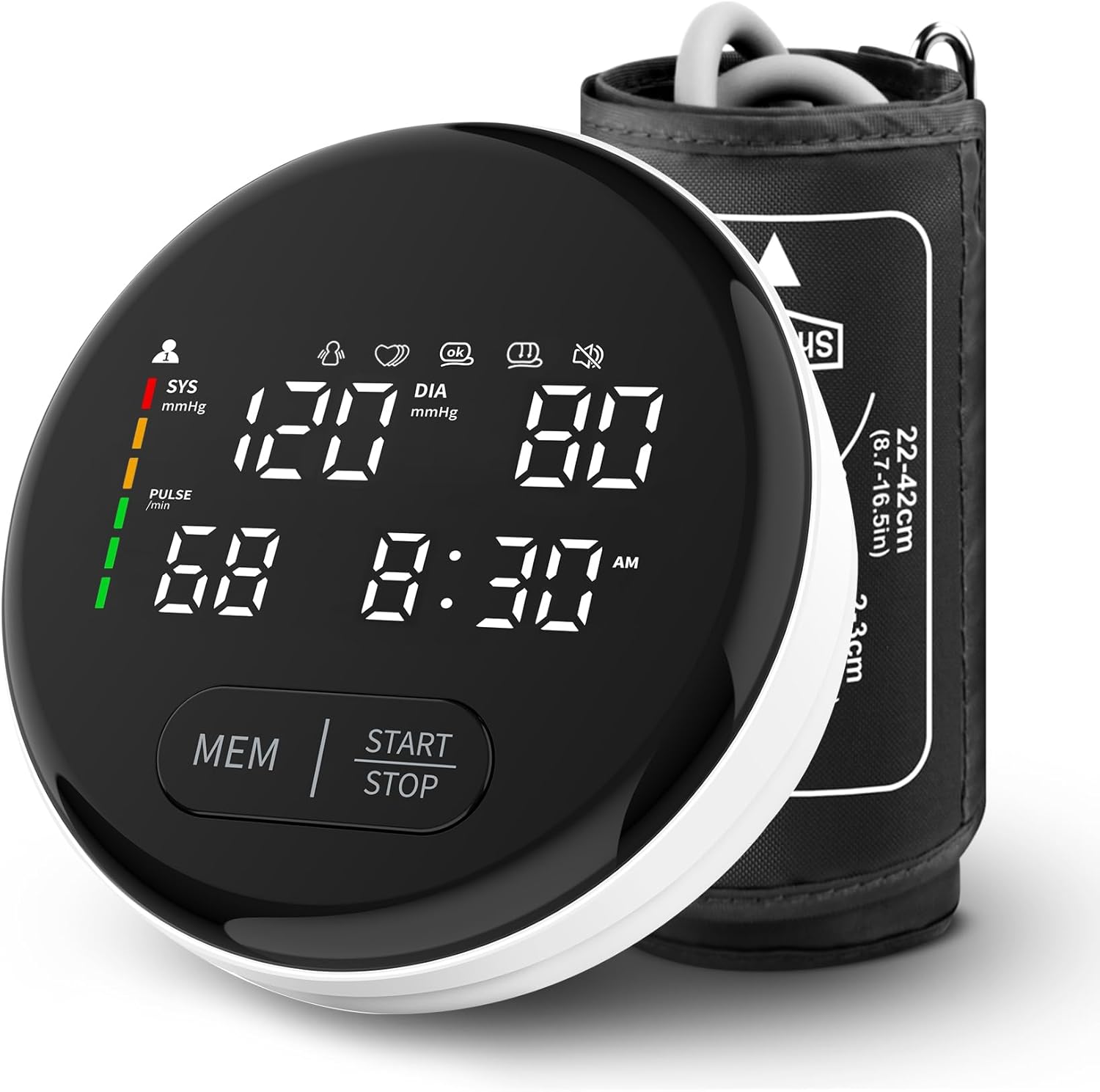 Blood Pressure Monitor Automatic Upper Arm Monitors for Home Use Adjustable Cuff 8.7-16.5 in with Voice Function Large Backlit Display 2x120 Sets Memory Compact Machine with Storage Bag