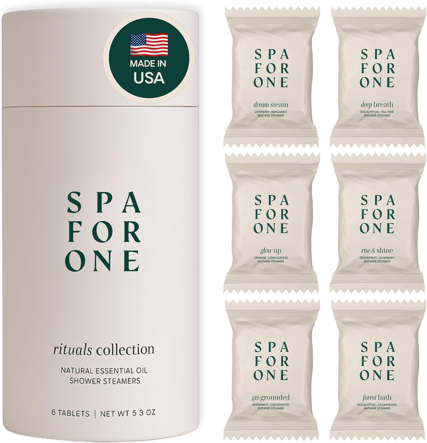 Aromatherapy Shower Steamers Made in USA with Natural Essential Oils - Relaxation and Luxury Self Care Birthday Gifts for Women and Men - Variety 6 Pack