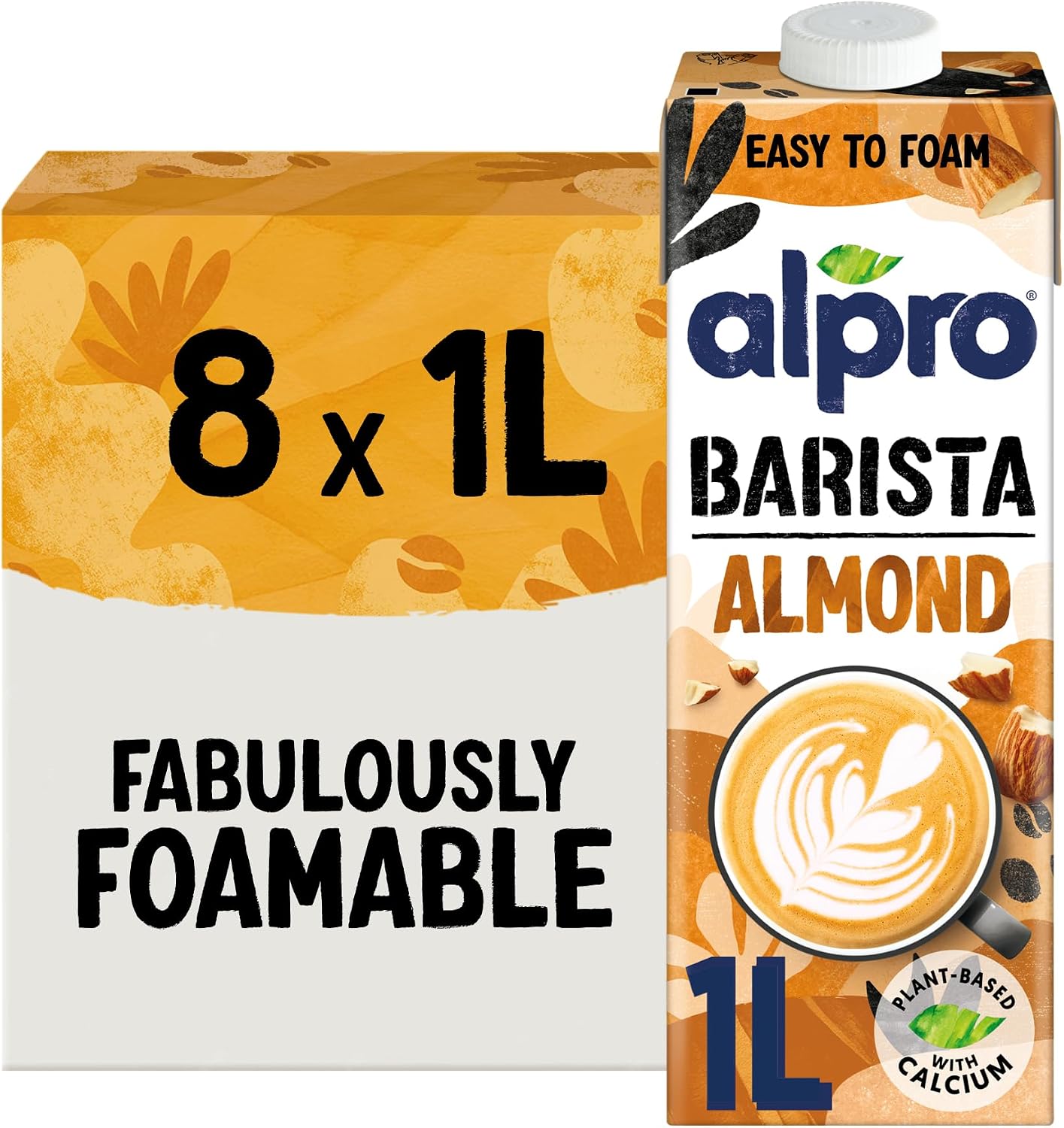 Alpro Barista Almond Drink Long Life Milk Alternative 1L (8 Pack) | Vegan, Dairy Free and Lactose Free Milk Alternative