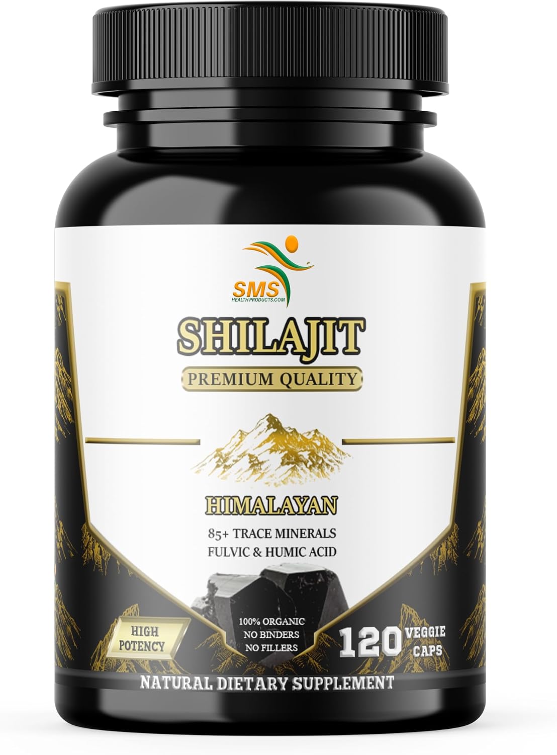 Shilajit Pure Himalayan Capsules (Fulvic Acid Supplement) 1,000mg of Organic Shilajit Extract per Serving, 120 Count (85+ Trace Minerals, No Fillers, No Binders)