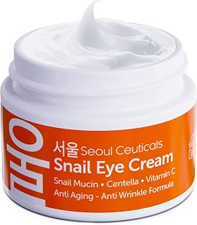 SeoulCeuticals Korean Snail Mucin Eye Cream - 97.5% Snail Filtrate K Beauty Anti Aging Under Eye Anti Wrinkle Eye Treatment Cream 0.5oz