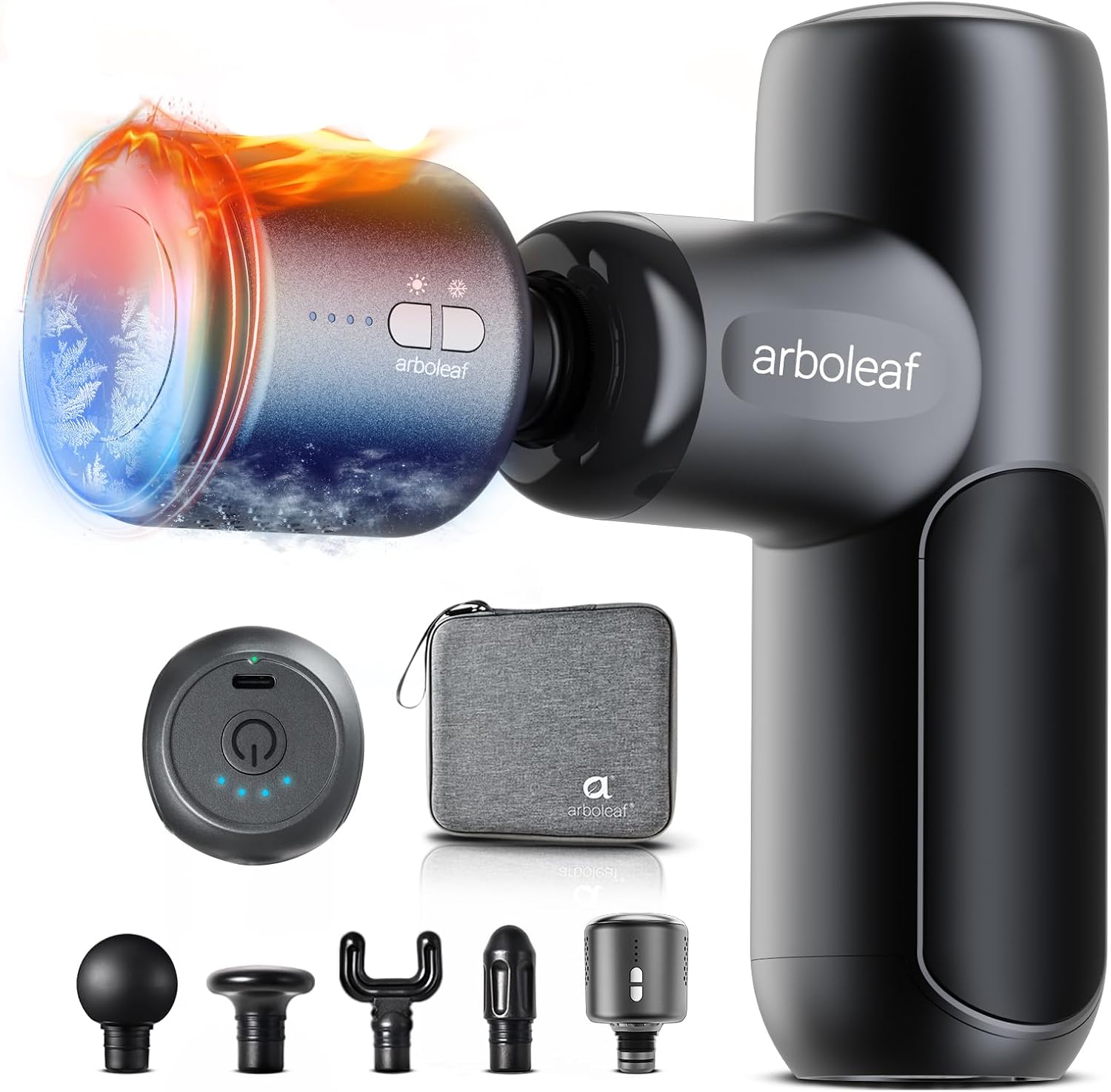 arboleaf Mini ThermaCool Massage Gun, Hot & Cold Percussion Muscle Relief | hot and cold percussion, back muscle relief, quiet handheld, travel size, Gifts for Him and Her