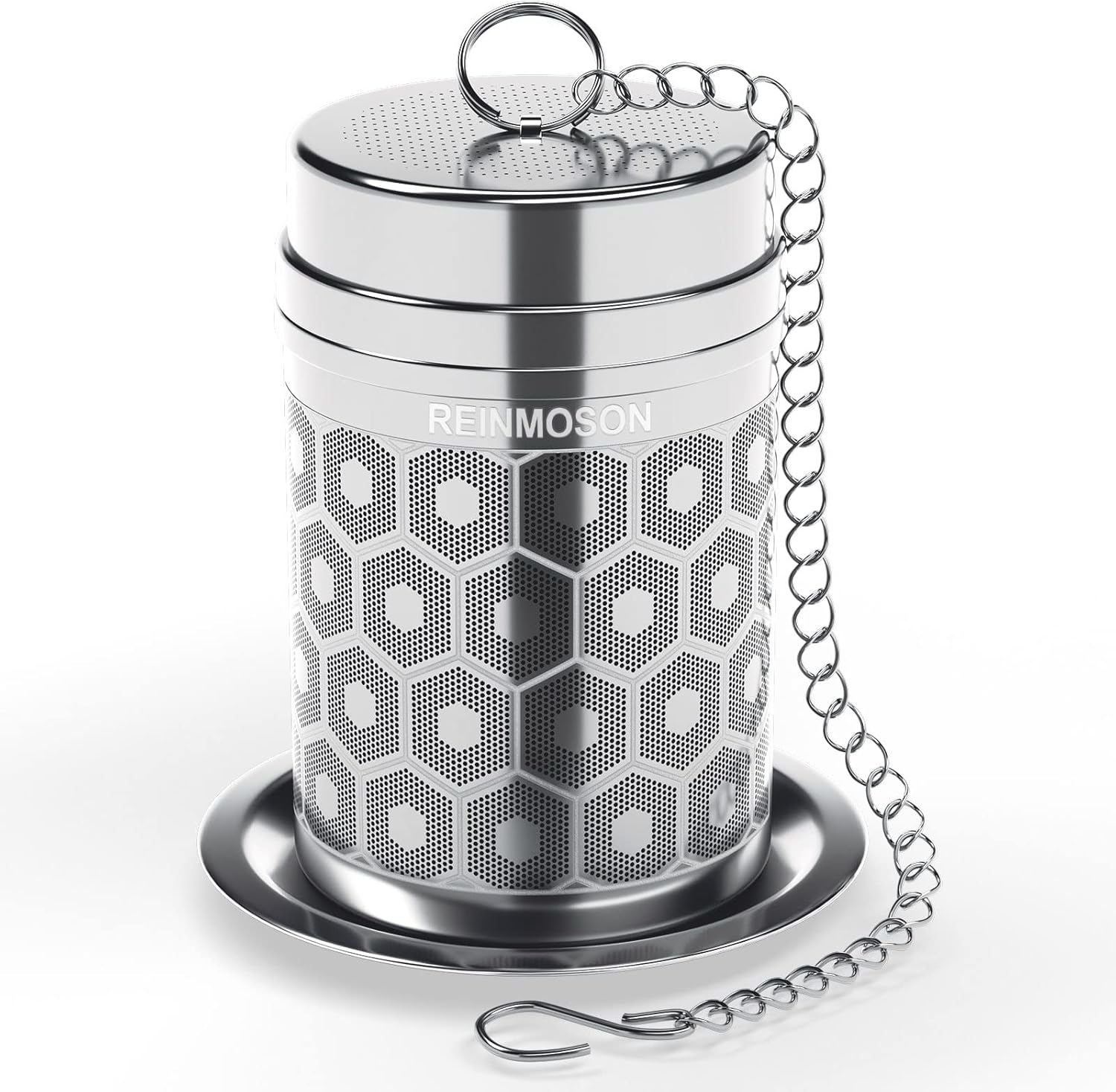 Reinmoson 304 Stainless Steel Tea Strainer for Loose Tea, Extra Fine Mesh Tea Infuser 1.5” x 2.2” Tea Diffusers for Loose Tea Black Tea, Rooibos, etc