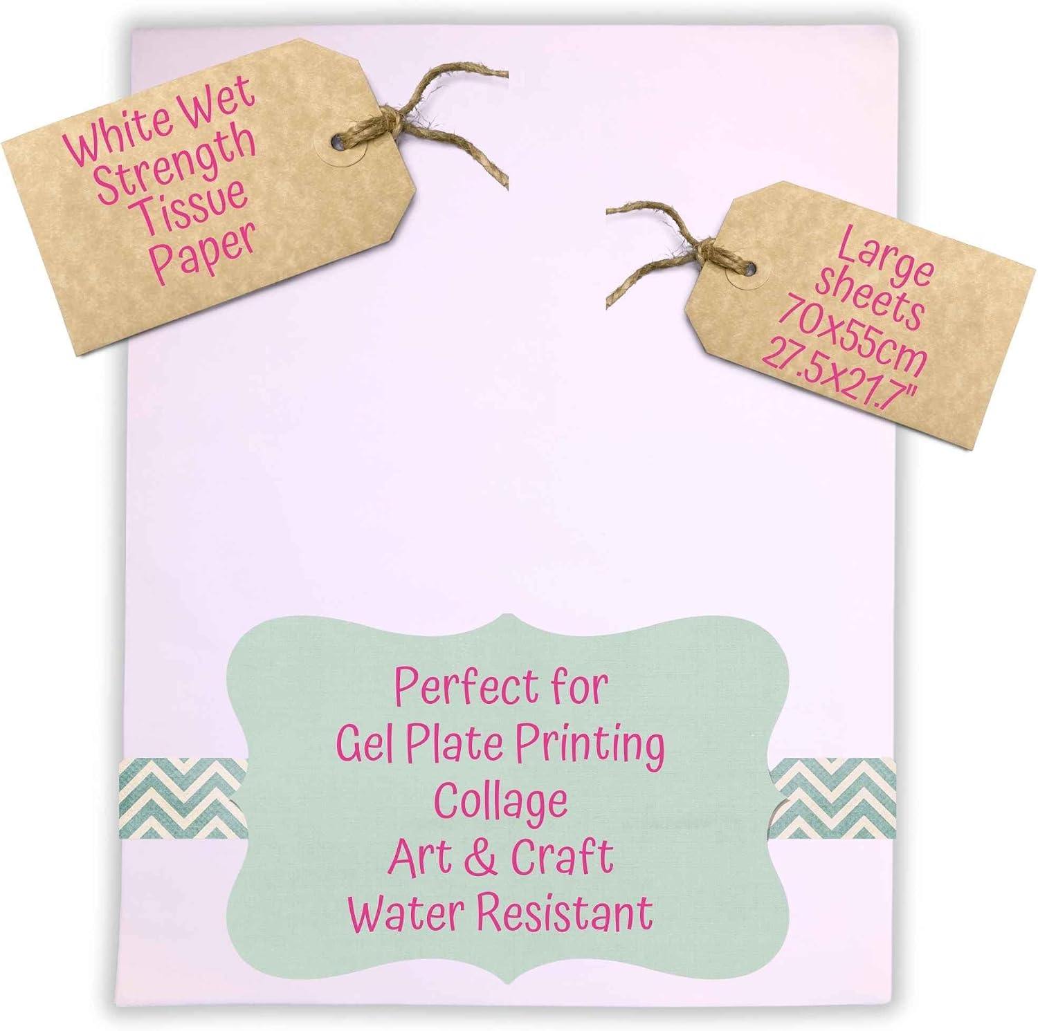 Carnival Papers Wet Strength White Tissue Paper 60 Sheets Alternative to Deli Paper for Model Making, Gel Plate Printing, Mixed Media Crafts etc Resistant to Tearing When Wet