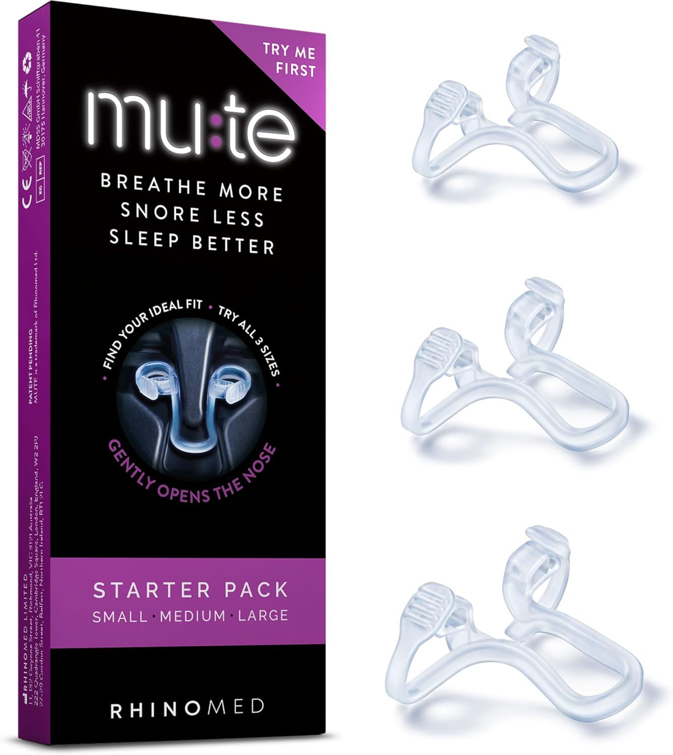 Mute Snore Stopper Nasal Dilator for Snore Reduction Starter Pack Increases Airflow Anti Snoring Devices Nasal Dilators for Sleeping Transparent Internal Nasal Dilator Snoring Solution