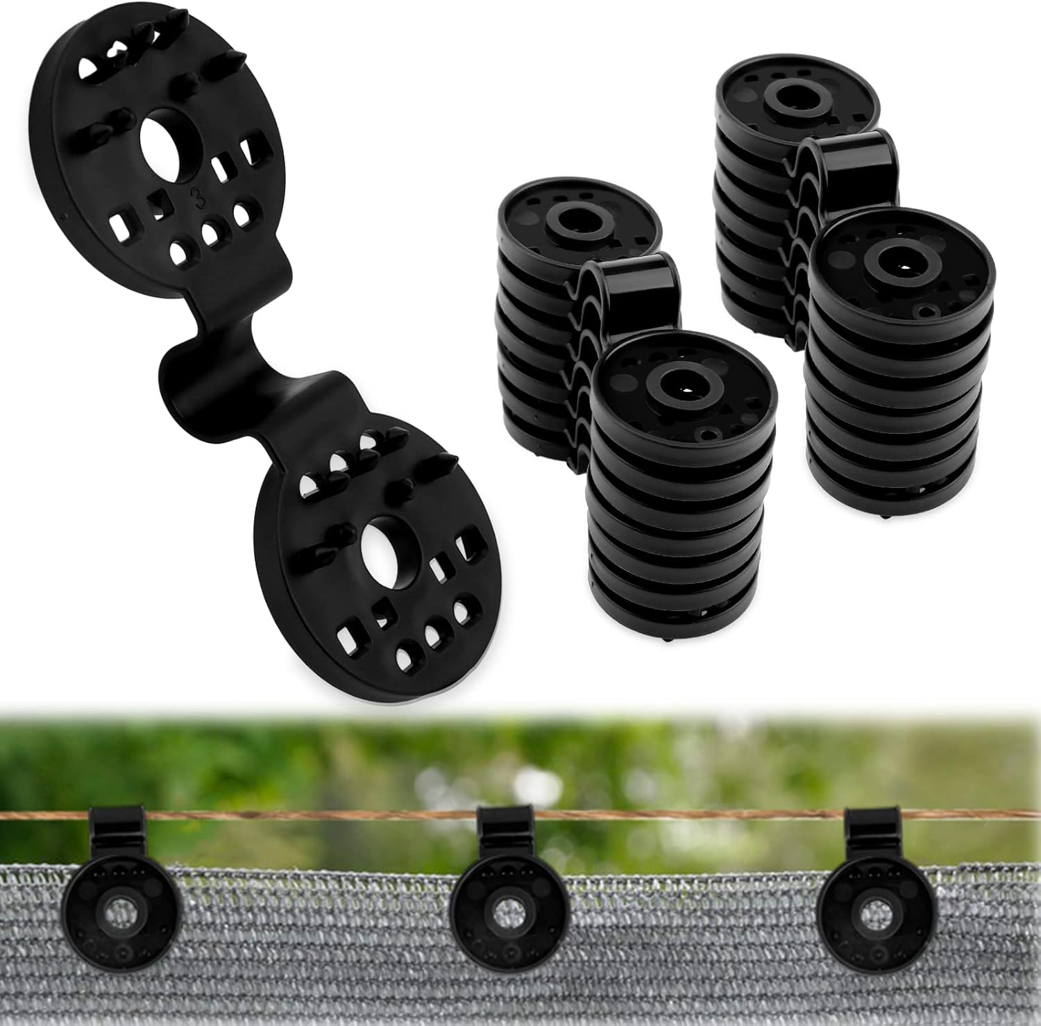 50 Pcs Shade Cloth Clips, 2024 Shade Cloth Plastic Clips Greenhouse Shade Cloth Fix Clamp, Windproof Awning Clamp Grip Tarp Clips for Sunshade Net, Anti Bird Netting, Garden Netting, Patio Accessories