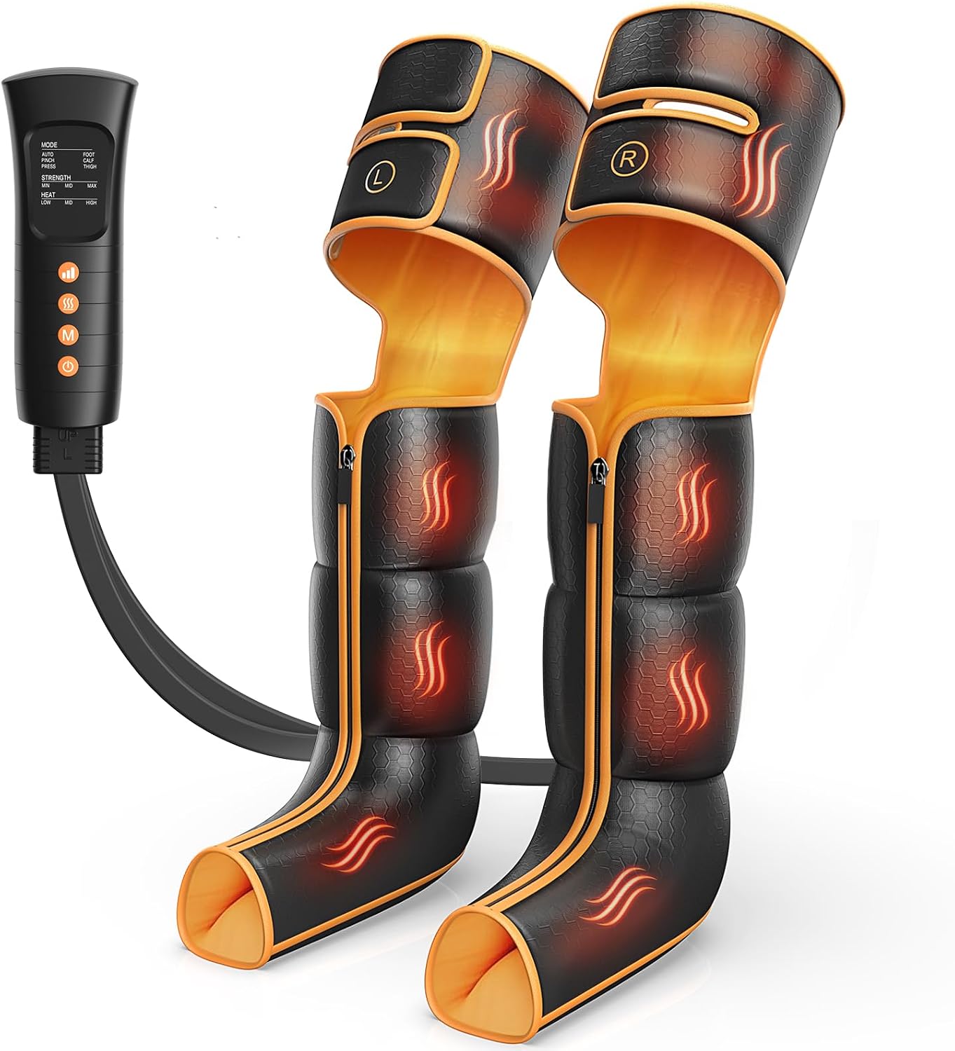Leg Massager with Heat and Compression, Foot Calf & Thigh Massage for Circulation and Pain Relief, Leg Compression Massager with Handheld Controller 3 Intensities 6 Modes - FSA HSA Eligible