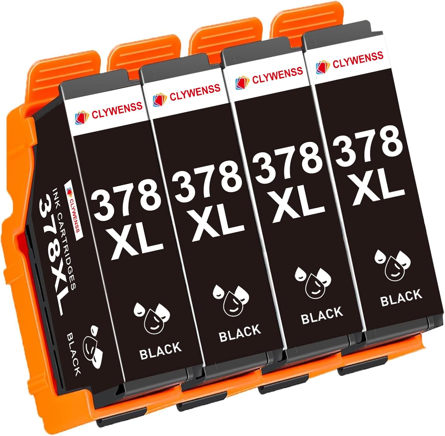 Clywenss 378XL Black Ink Cartridges Compatible with Epson 378 XL for Expression Photo XP-8700 XP-8500 XP8700 XP8500 XP-8505 XP-8600 XP-8605 XP-8800 XP-8805 XP8505 XP8600 HD XP-15000 XP15000, 4-Pack