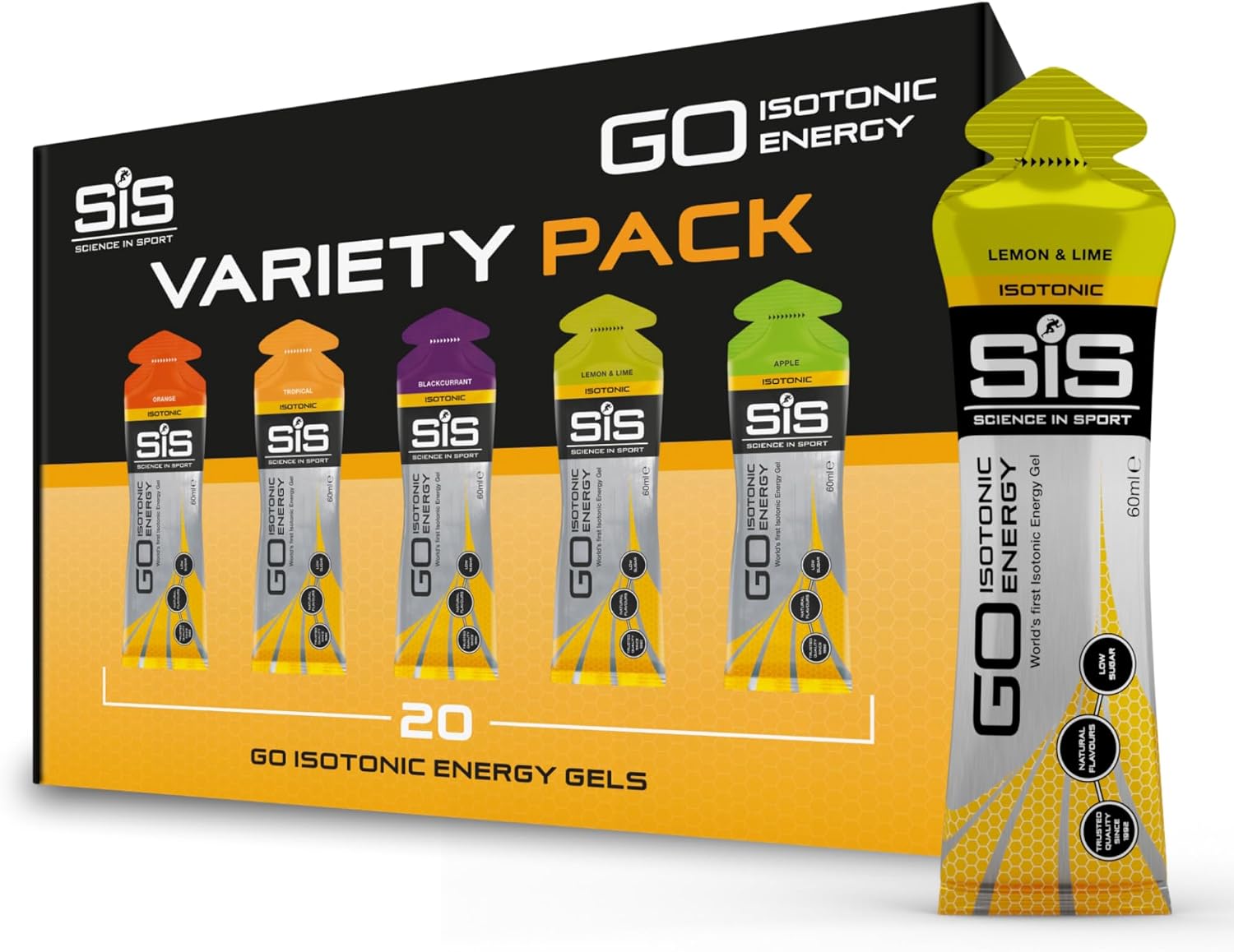 Science in Sport GO Isotonic Energy Gels Mixed, Mixed Flavours, 20 x 60ml