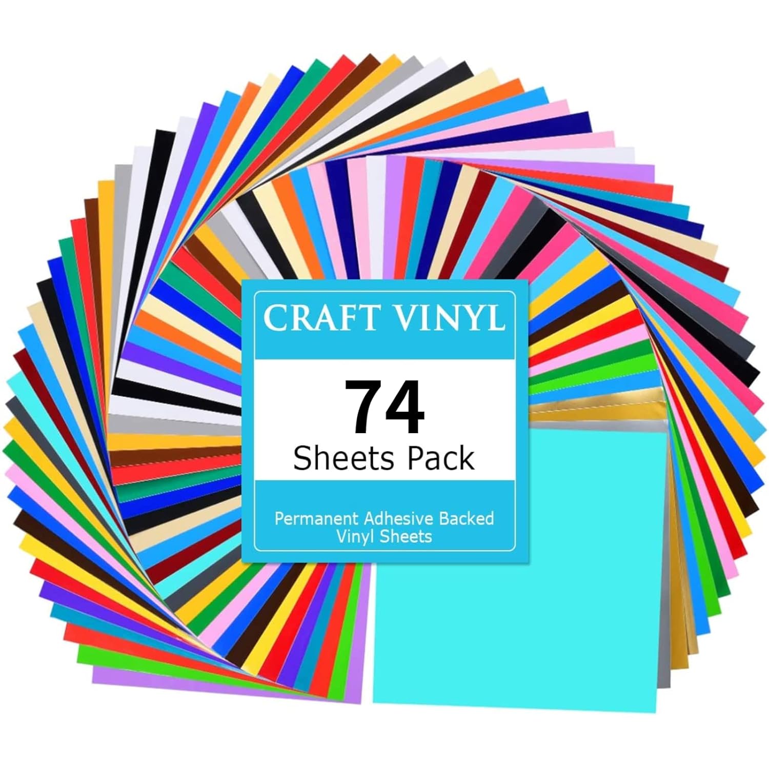 Lya Vinyl 74 Pack Permanent Vinyl for Cricut - Self Adhesive Vinyl Sheets with 2 Transfer Paper for Decor Sticker, Party Decoration - 40 Color Permanent Vinyl Bundles for Cricut & Cameo