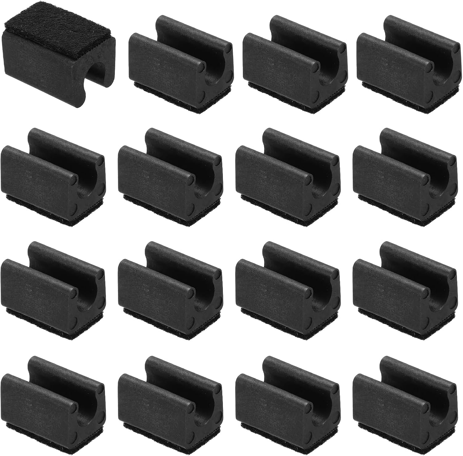 PATIKIL 16pcs Rectangle Chair Leg Cover with Felt Pad, 10mm Slide Smoothly No Scratches No Noise Furniture Feet Hardwood Protectors Tips Floor Glides Tubing Caps for Office,Black Black
